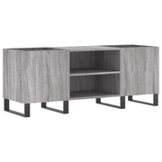 Mobile porta dischi pratico e robusto 121 x 38 x 48 cm stile industriale legno composito grigio 02_0049099