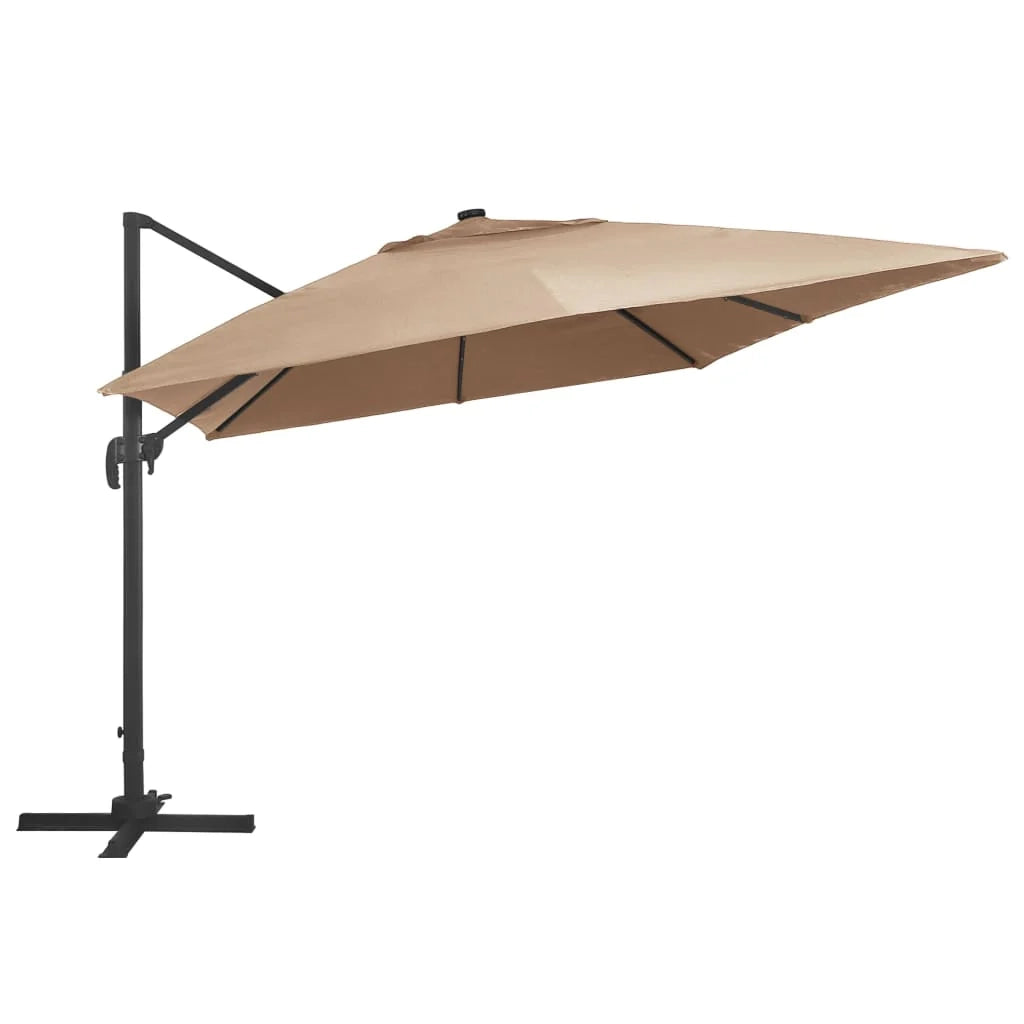 Ombrellone a braccio con luci LED alluminio 400 x 300 cm tortora 02_0008452