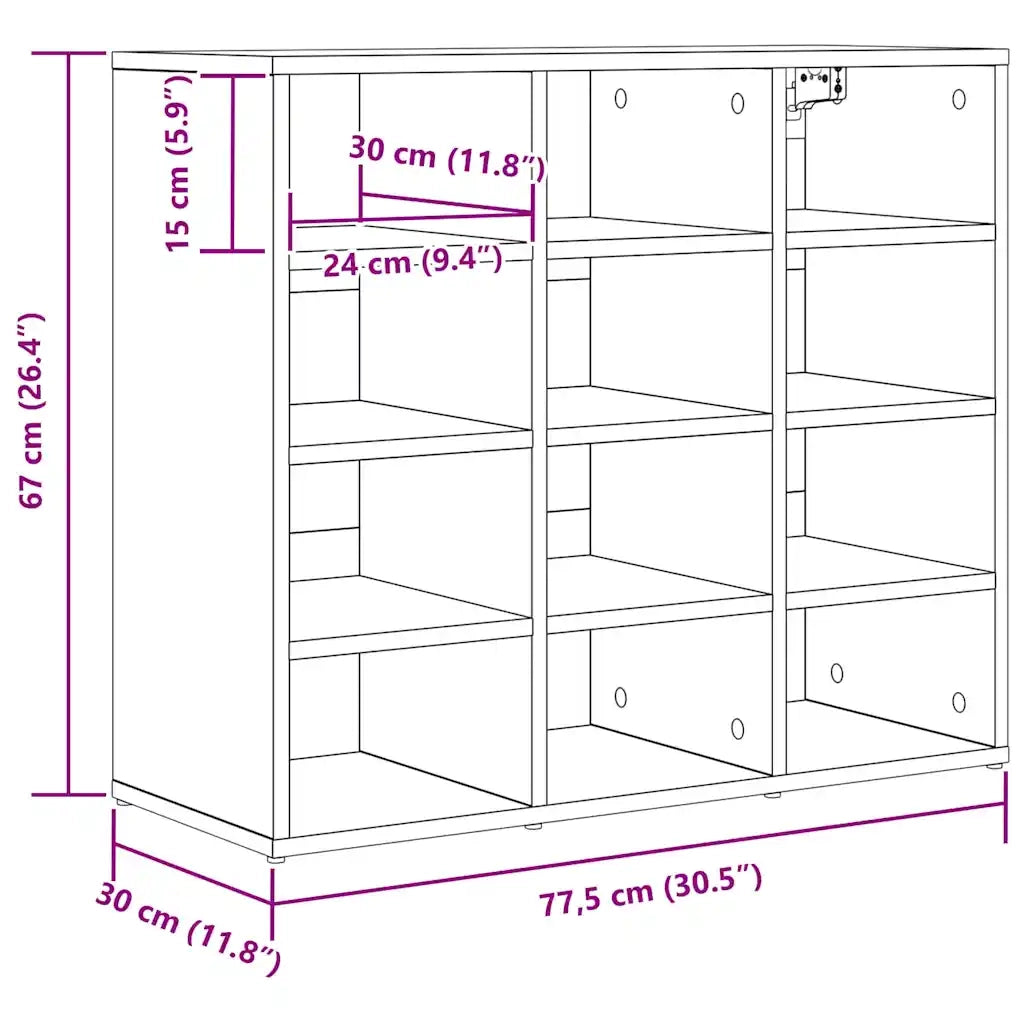 vidaXL Scarpiera Bianco 77.5 x 30 x 67 cm Legno multistrato
