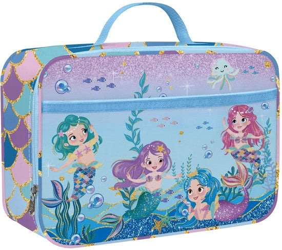 Borsa termica isolata per bambine, blu, piccola, portatile, per ragazze