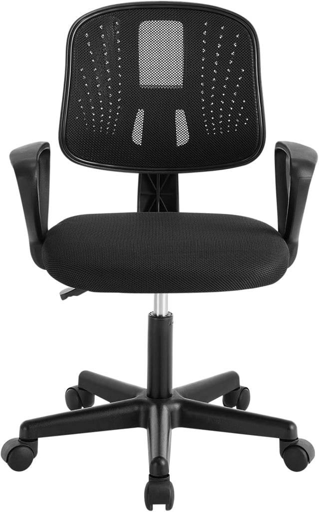 Sedia da Scrivania per Bambini, Sedia da Studio Girevole, Sedie Ergonomica con Ruote, Tessuto a Rete Traspirante, Sgabello Girevole con Schienale Regolabile Automaticamente, Nero, K0003BS