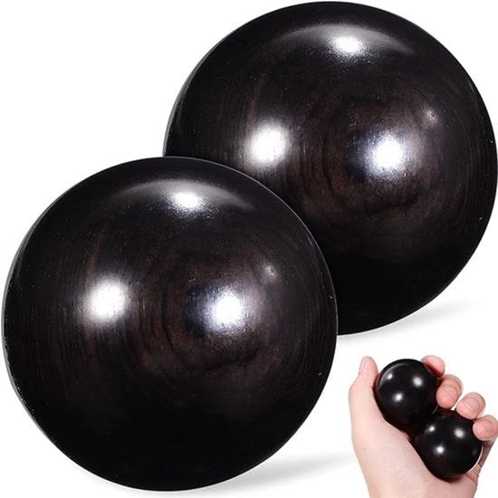 Hulpmiddili di massaggio in legno (2 palline) per terapia manuale (circa 5 cm), palline in legno senza campanelli, palline di massaggio per le mani per promuovere la salute.