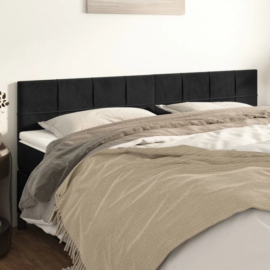 Testiera | Testata Nera 200x5x78/88 cm in Velluto