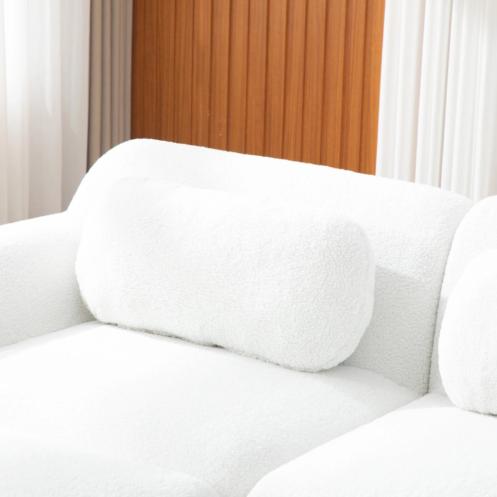 Divano 271x177x71 cm senza montaggio in chenille avorio