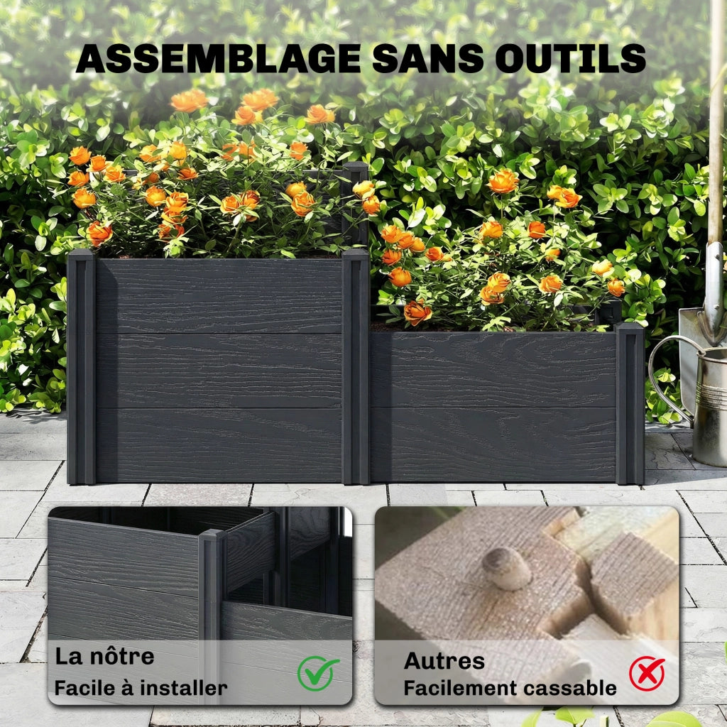 Letto da giardino a 3 livelli ¨C zephmum ¨C grigio 120x80x64 cm