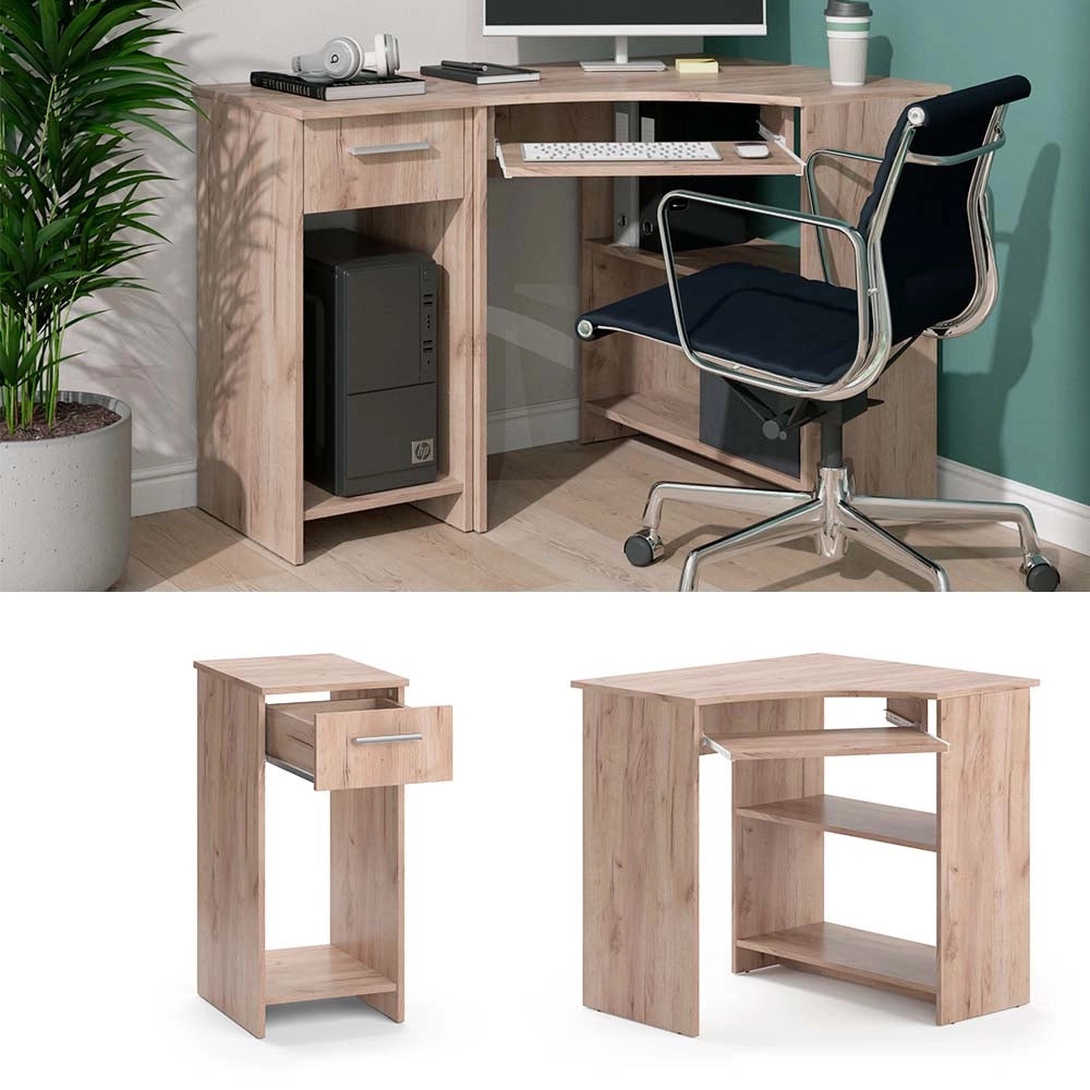 Vicco Scrivania angolare Sonoma 83 x 76 cm Set con armadio PC