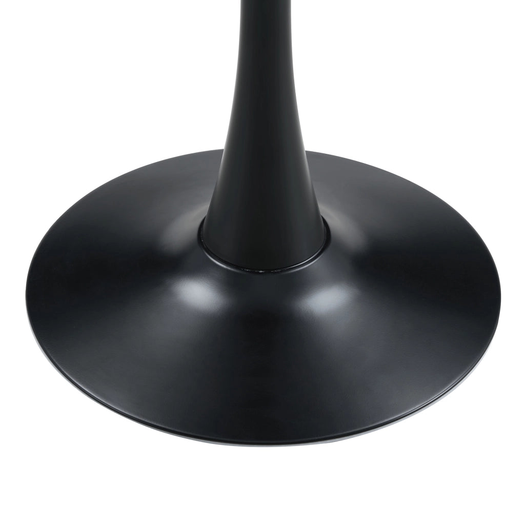 Tavolo da pranzo rotondo con base centrale in metallo piano in MDF effetto legno nero 60 × 60 × 72 cm