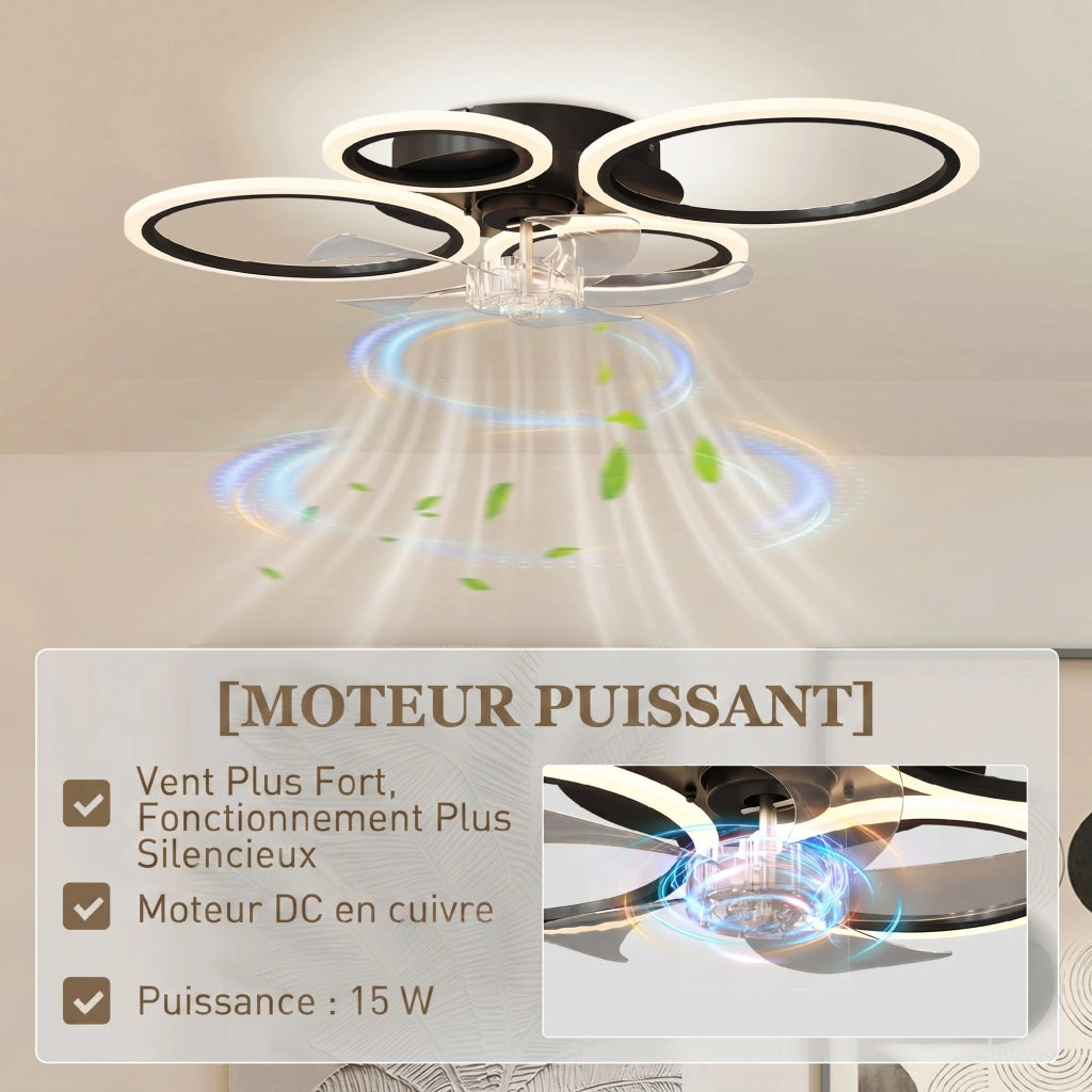 Ventilatore da Soffitto con Luce e Telecomando ¨C Zephmum ¨C Nero, 77 cm
