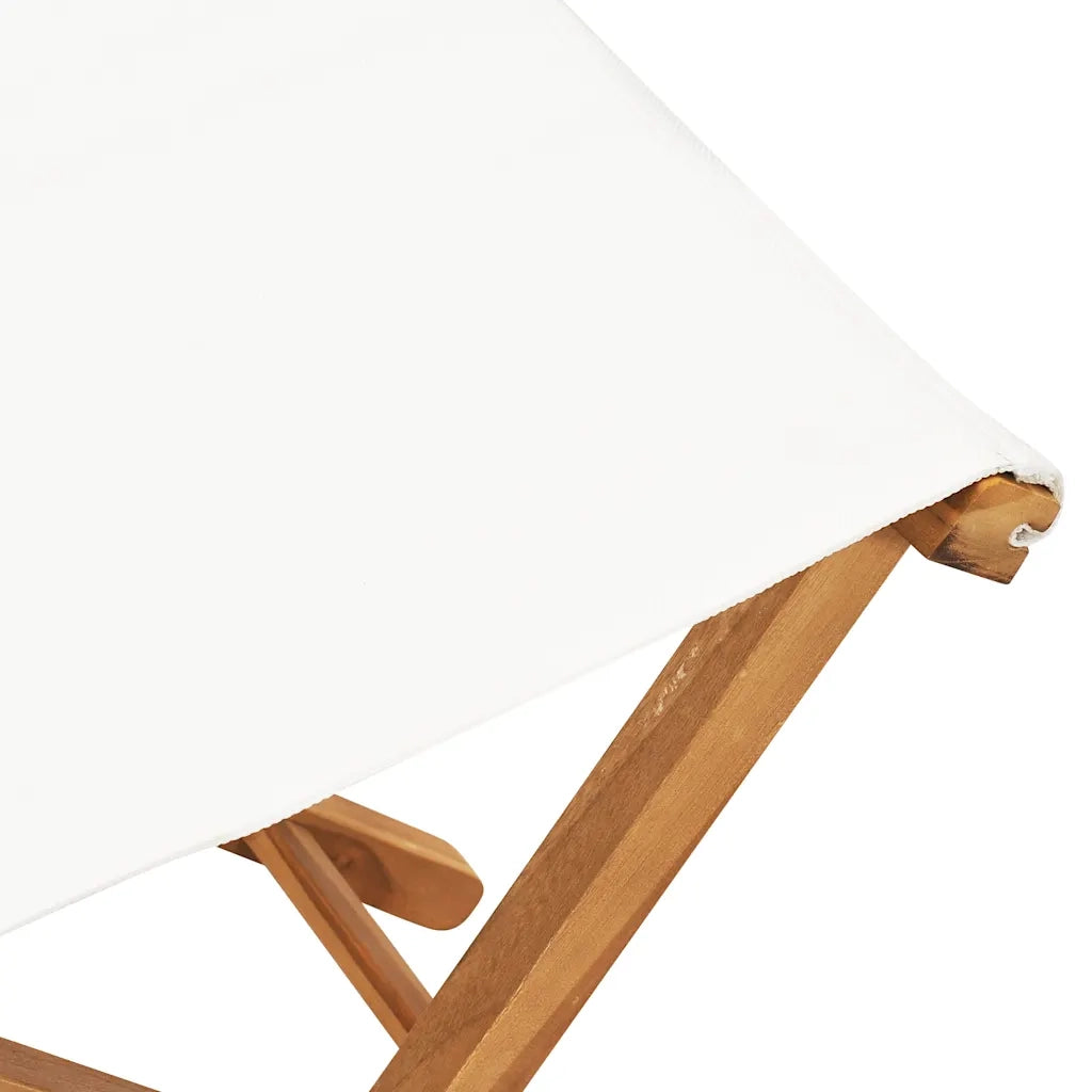 Sedie Pieghevoli 2 pz | Sedie da Esterno in Legno di Teak e Tessuto Bianco Crema