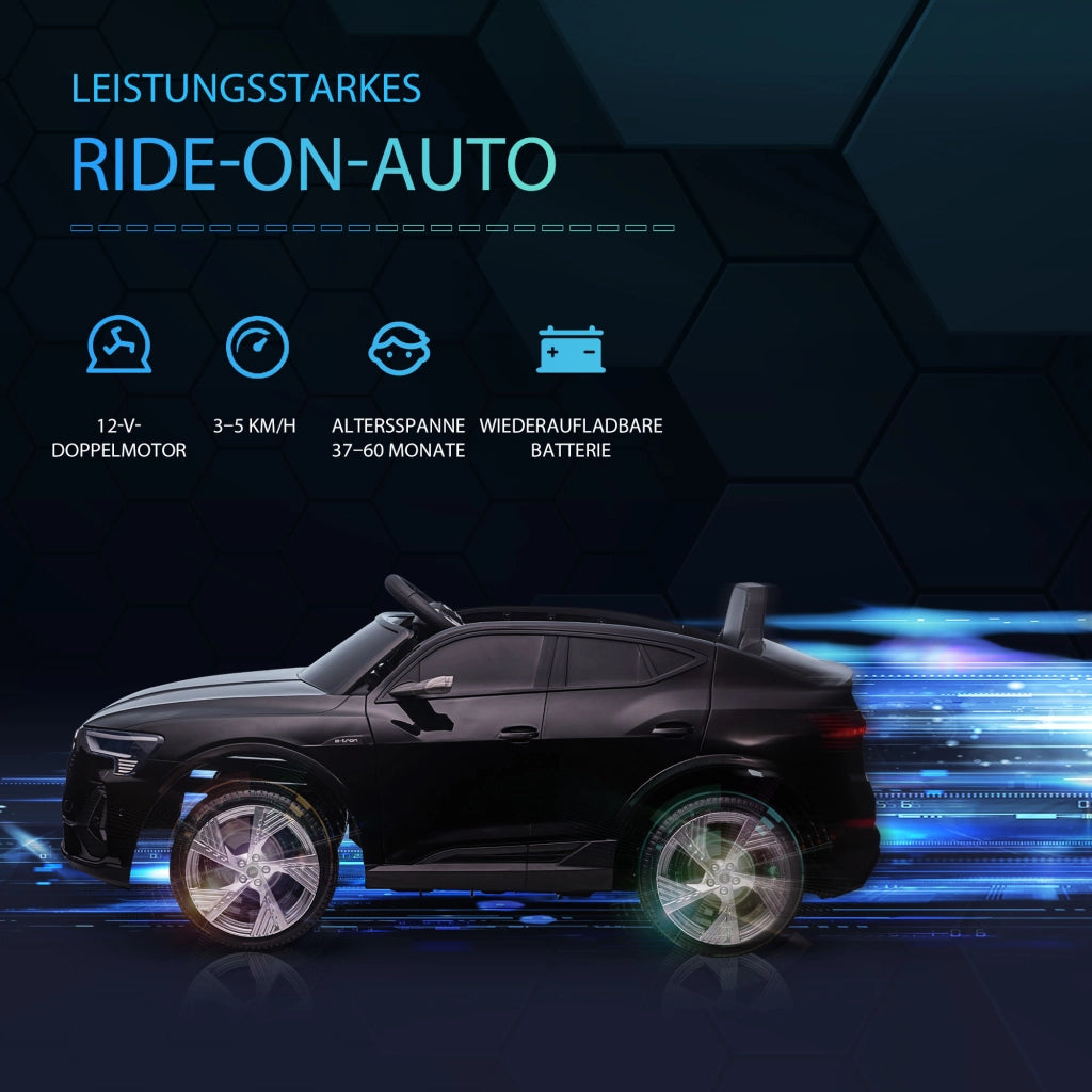 Auto elettrica per bambini 12V Audi E-tron ¨C Xylo ¨C con telecomando, cintura di sicurezza, nero