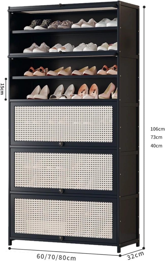 scarpiera Scarpiera in Rattan di plastica, Scarpiera Sospesa a 90°, Scaffale per Scarpe da Corridoio in Un Pezzo per Interni ed Esterni, Scarpiera da Ingresso con Anta Ribaltabile, Laminati Rimov