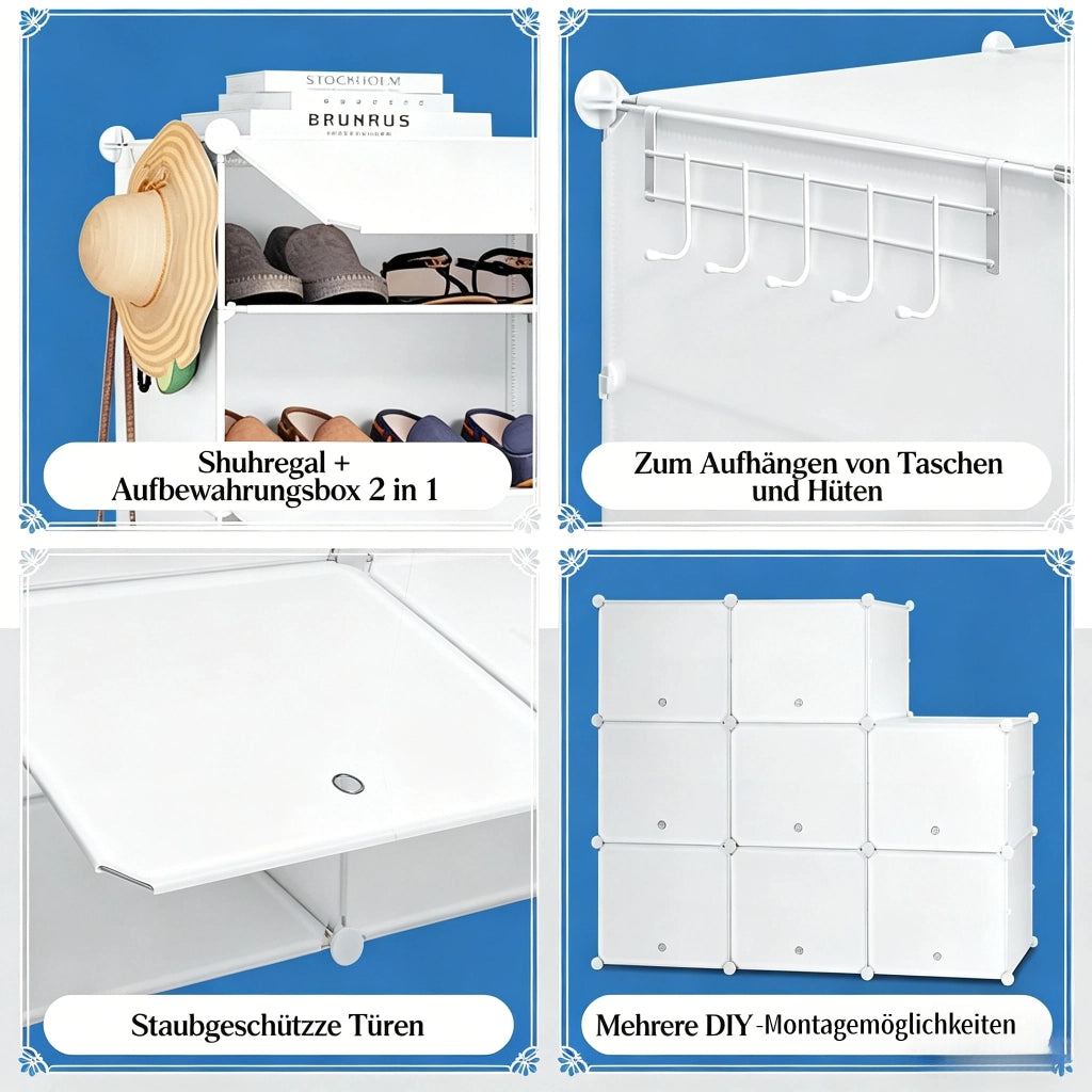 SCARPIERA 36,5x94x144 cm Bianca in ABS, Metallo e PP