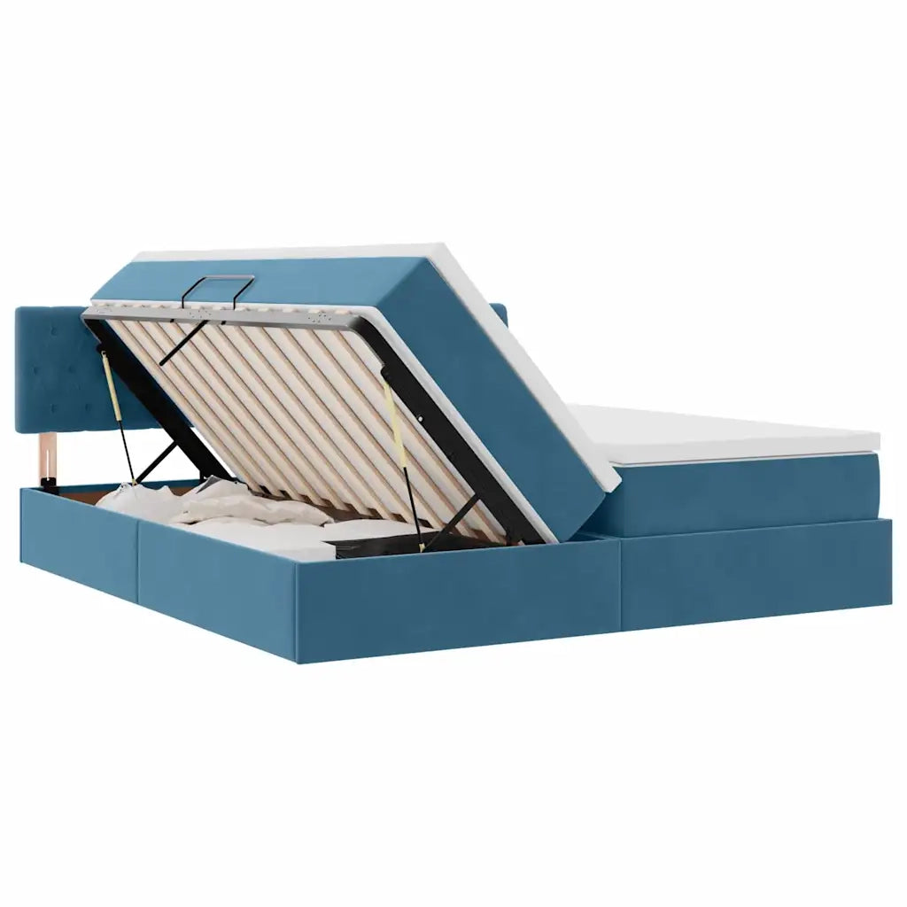 Letto con strisce LED Blu Scuro 180 x 200 cm Velluto 3371625