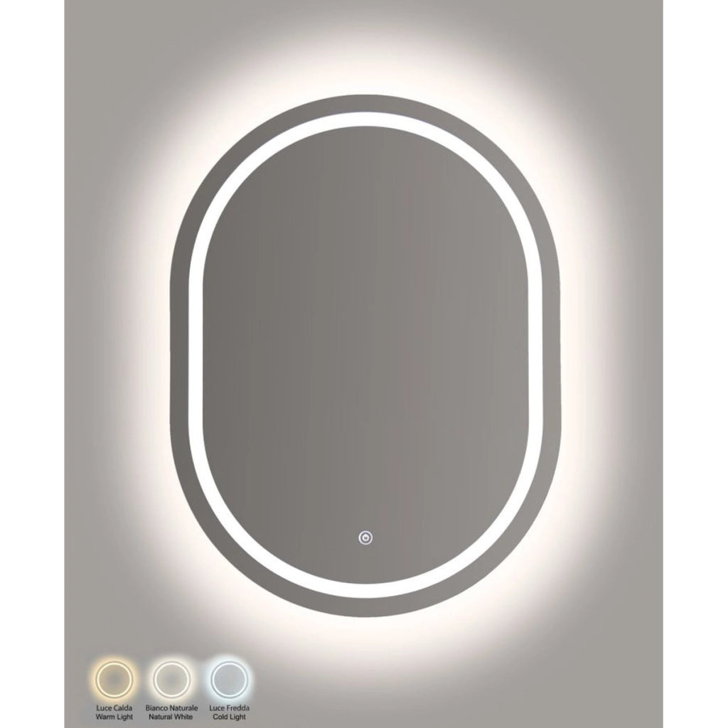 Specchio con LED VKH1059, Argento, Vetro, 60x3,5x80 cm
