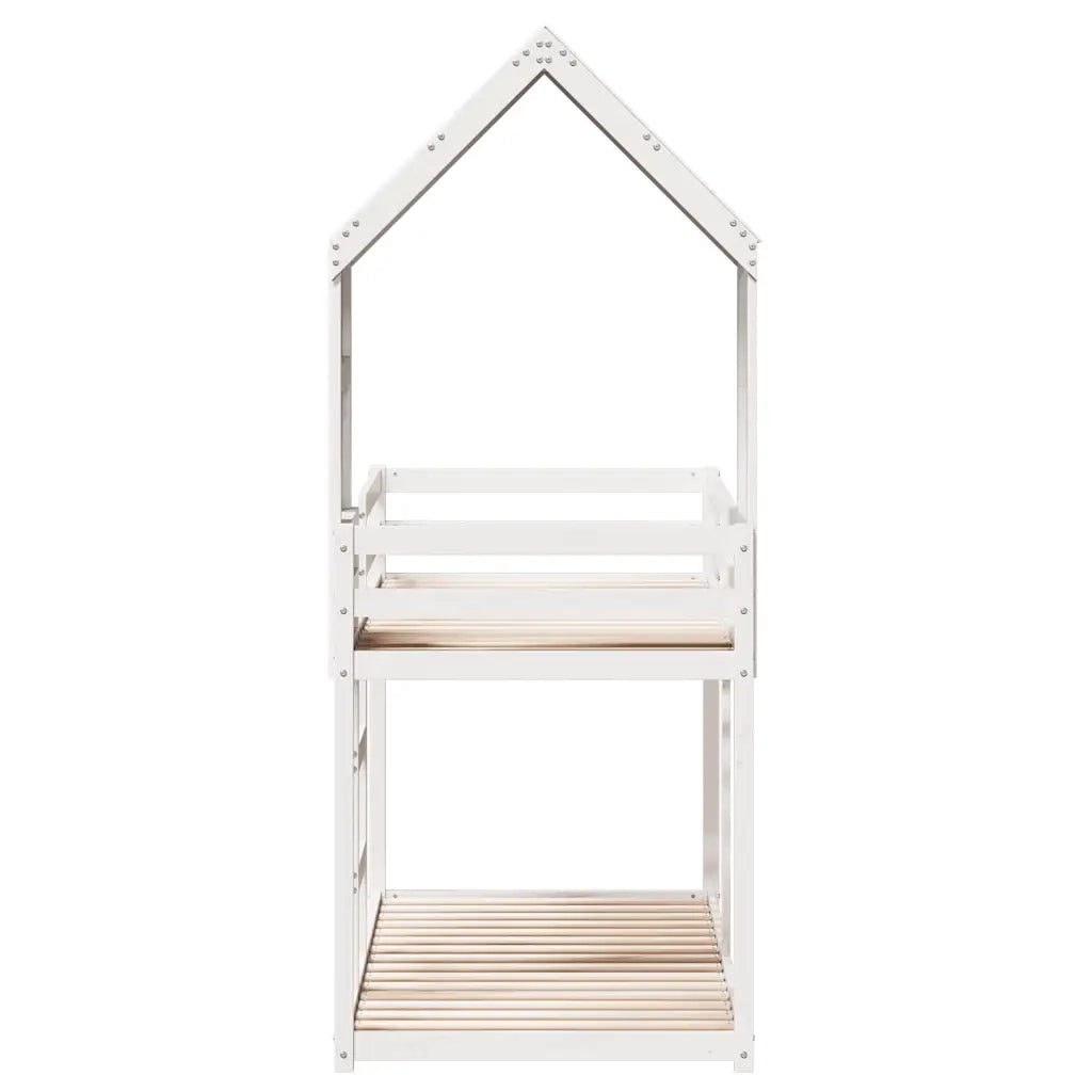Letto a Castello senza Materasso Bianco 90x190cm Massello Pino