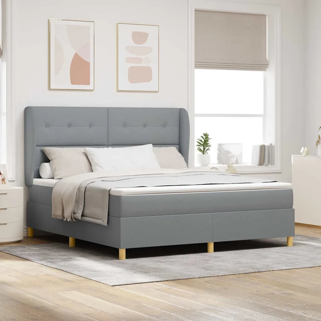 Letto a molle con materasso Grigio chiaro 200 x 180 cm Tessuto 3340767