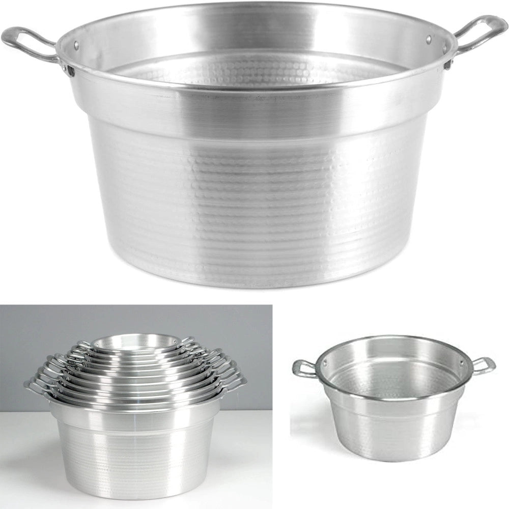 Trade Shop - Caldaia Pentolone In Alluminio Pesante Con Manici Spazzolata Grigio Per Conserve -    -diametro 32cm   -