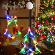 Trade Shop - Luci Di Natale A Batteria Con Ventosa Tenda Luminosa X Vetro Finestra Multicolor -
