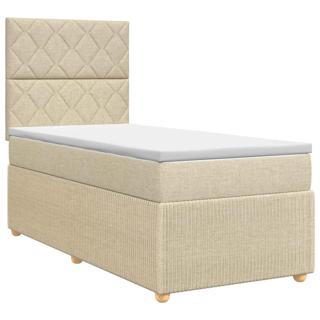 Letto box spring con materasso Crema 100 x 200 cm Tessuto 3454338