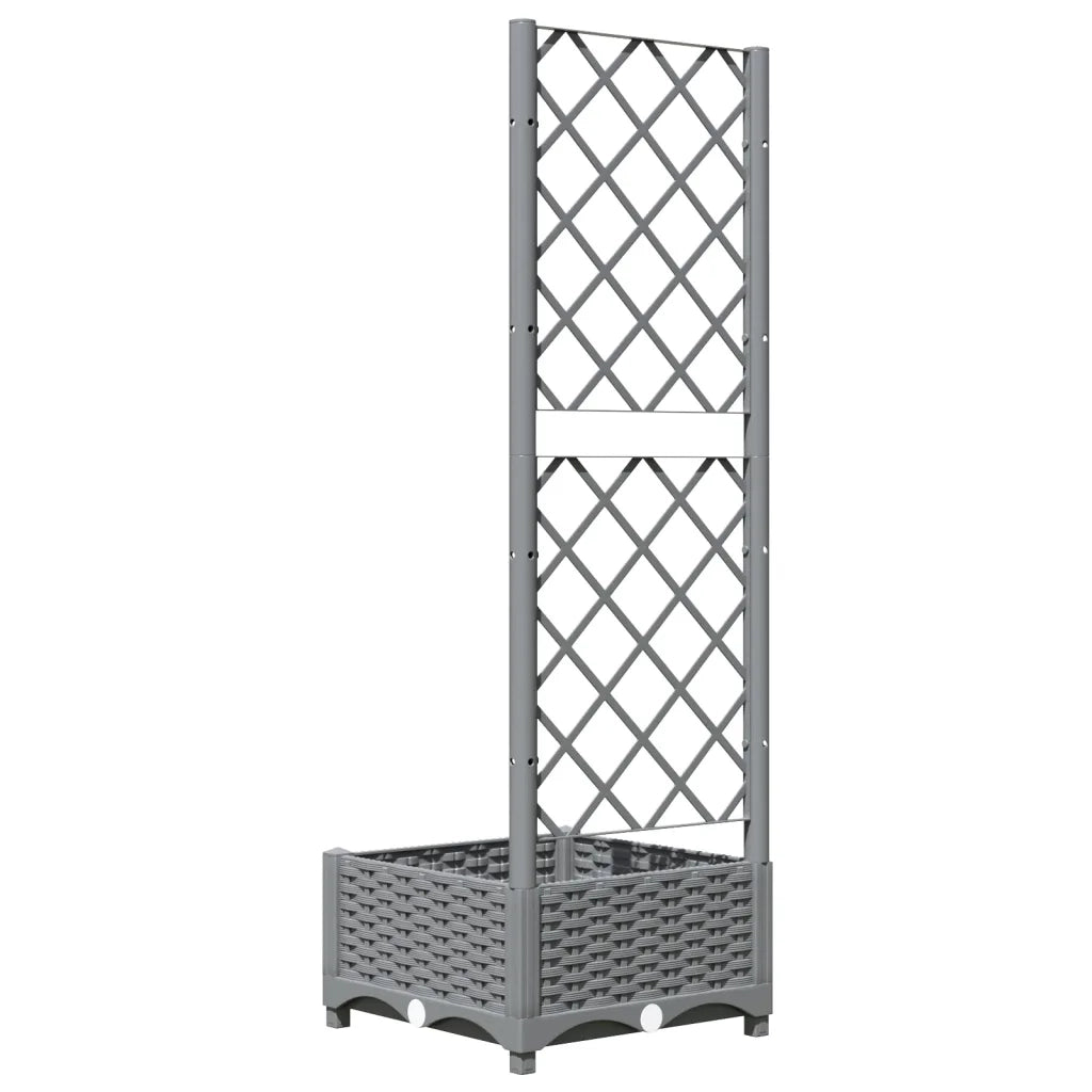 Fioriera da Giardino e Graticcio-Vaso da Esterno-Vaso con Griglia Grigio Chiaro 40x40x121,5cm PP
