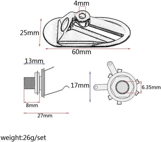 Jack Socket Plaat per Chitarra Elettrica a Stile Stratocaster con Entrata e Uscita