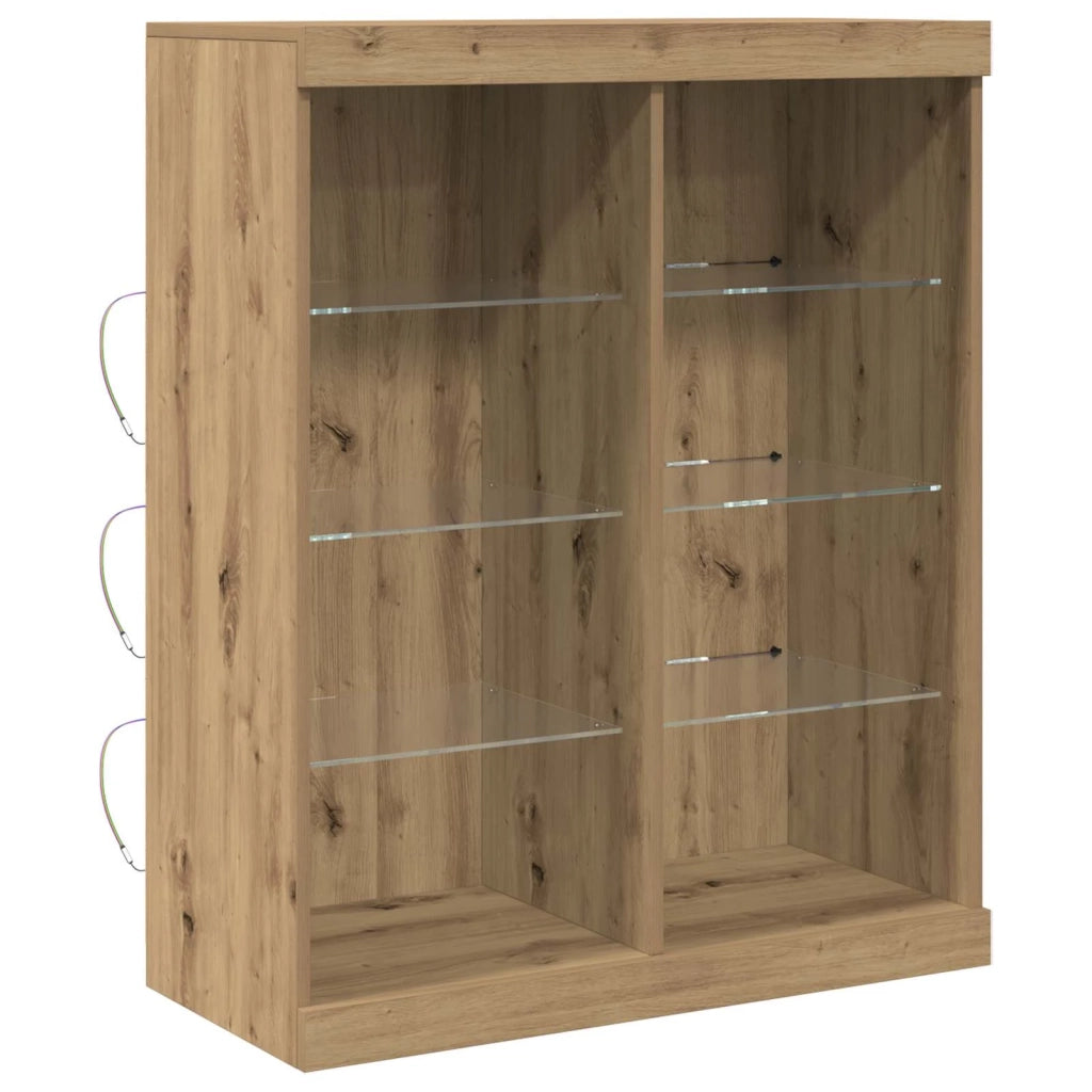 Credenza | Madia LED con strisce LED Rovere Artigianale 81 x 37 x 100 cm