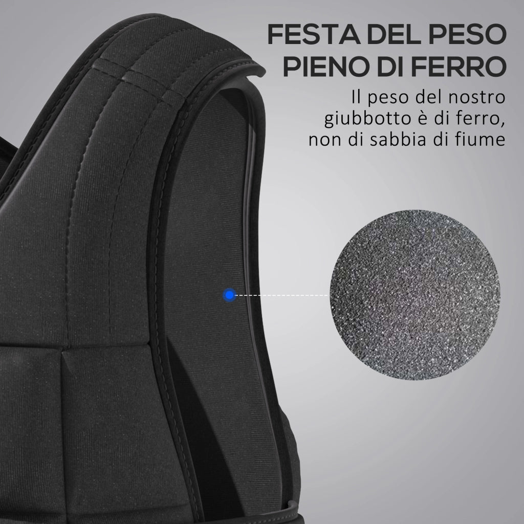 Giubbotto Zavorrato 20kg ¨C Xylo ¨C Unisex 38 Pesi Singoli Imbottitura Velcro Nero