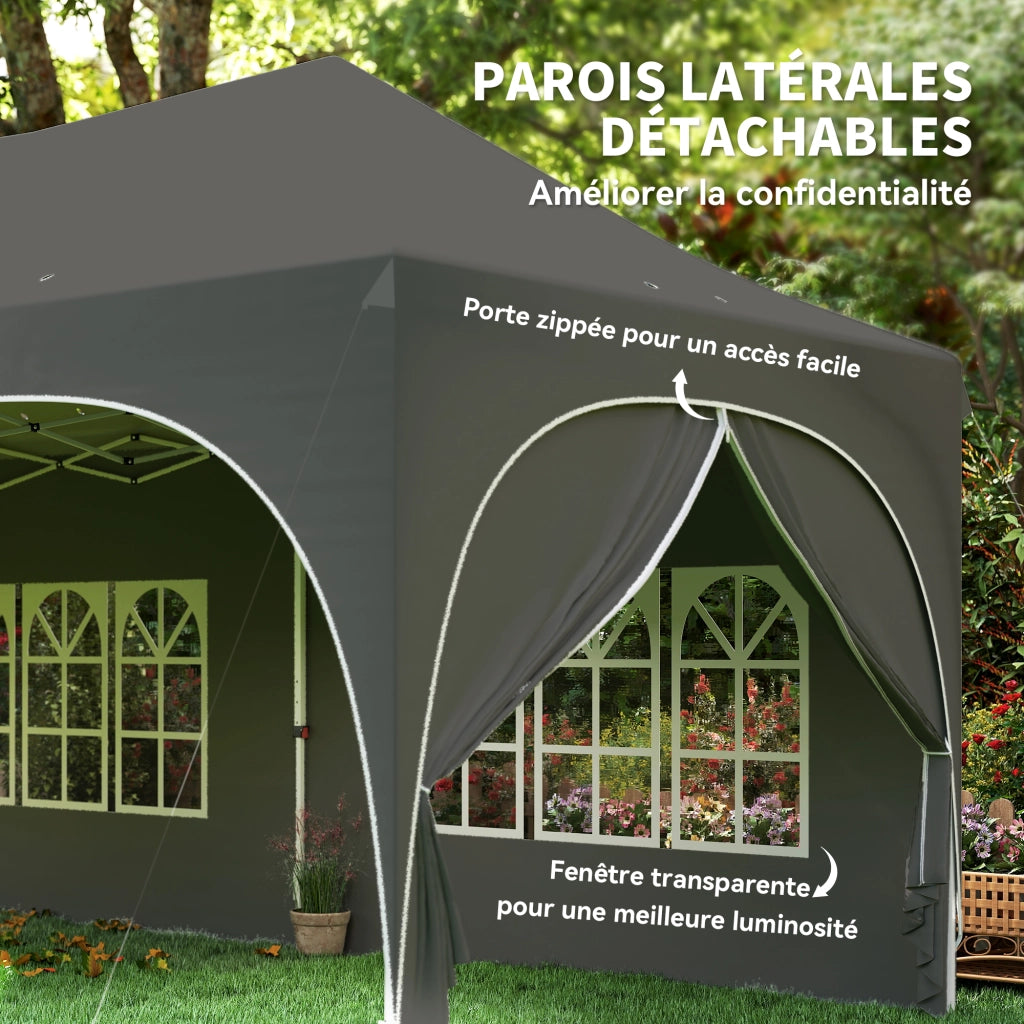 Tenda da giardino pieghevole impermeabile 3x6m ¨C zephmum ¨C grigio con 6 pareti laterali