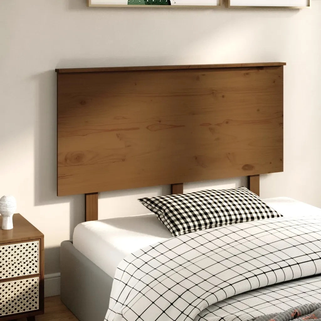 Testiera per Letto ambra 124x6x82,5cm in Legno Massello di Pino