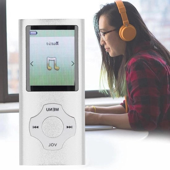 Ricevitore MP3/MP4 con Bluetooth 5, schermo LCD da 18 pollici, lettore di musica con rilevamento vocale, lettore di e-book, visualizzatore di foto, compatibile con memoria esterna fino a 128 GB, adatto per bambini.