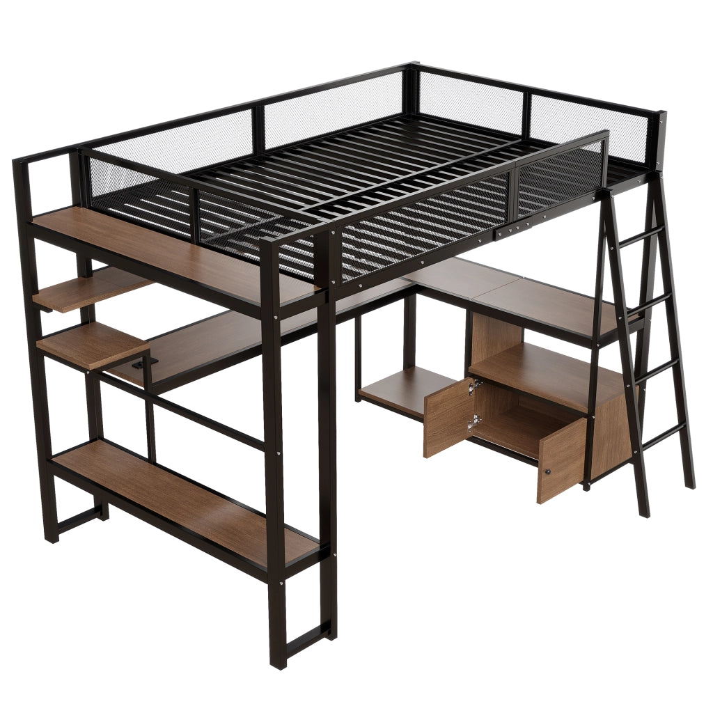 LETTO a soppalco con scrivania integrata 140x200 cm nero