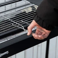 Barbecue a Carbonella con Griglia e Piastra in Acciaio con Ripiani Laterali, 113x59x83.5cm, Nero