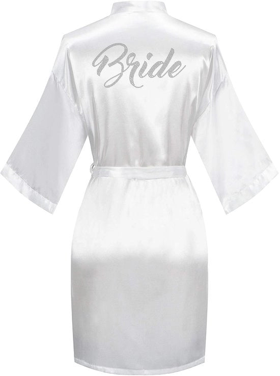 Kimono da notte per donne, camicia da camera, abito da damigella d'onore, abito da sera corto, abbigliamento da notte leggero, pigiama, notturno, matrimonio, festa, estate, bianco