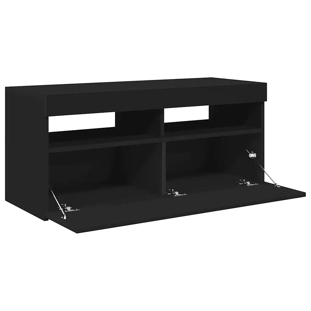 Mobile Porta TV con Luci LED-Credenza TV Nero 90x35x40 cm