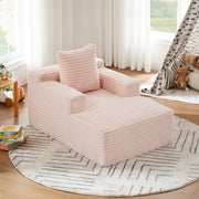 Divano letto imbottito in velluto a coste rosa con molle insacchettate, pronto all'uso comodo