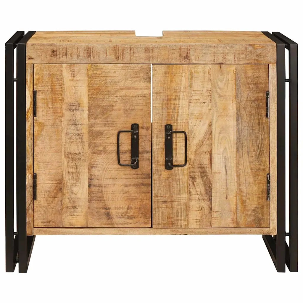 vidaXL Mobile sottolavabo con porta Legno massello di mango e ferro
