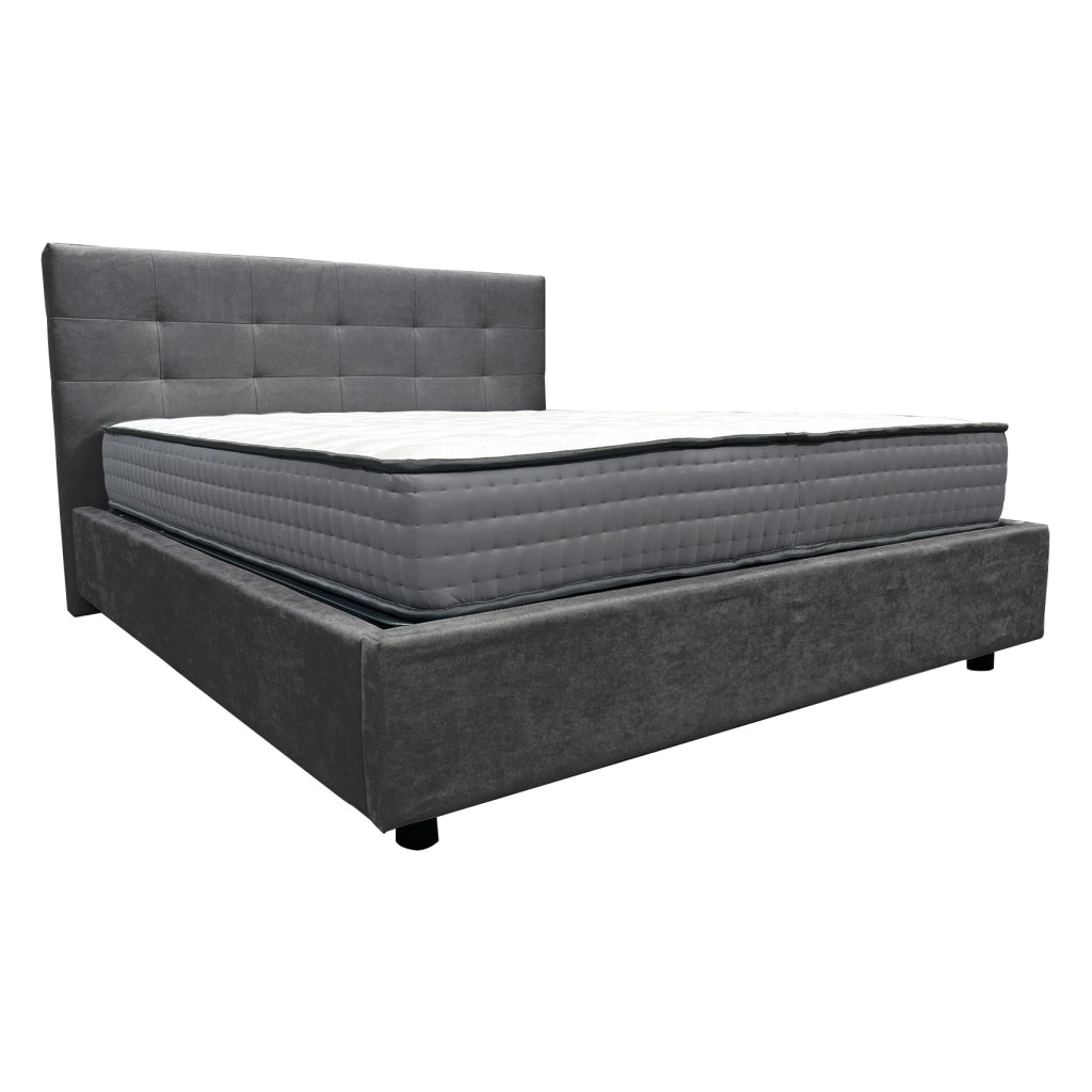 Letto contenitore matrimoniale 160x190 cm con rete ortopedica a doghe, tessuto Enjoy, made in Italy - 23 Ash