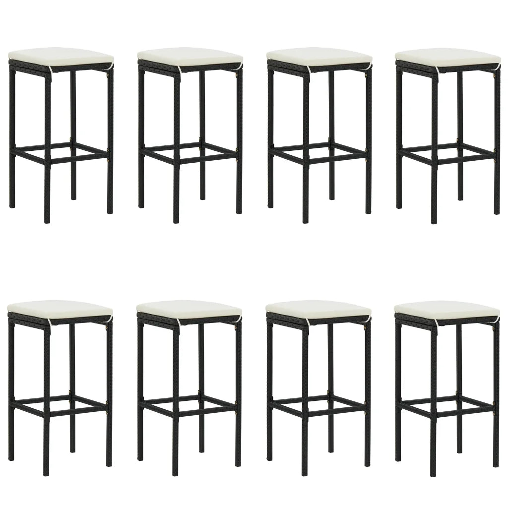 Set da Bar da Giardino 9 pz con Cuscini Nero