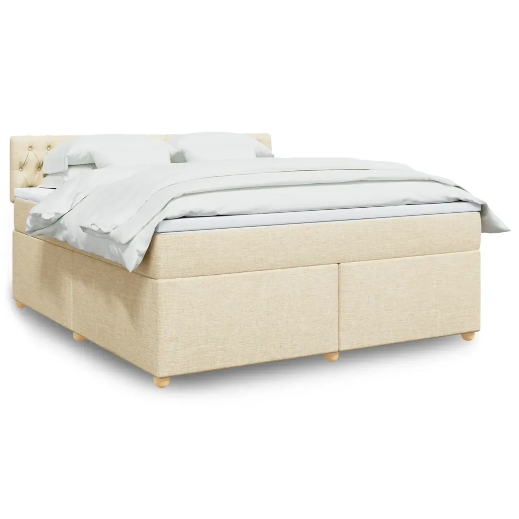 Giroletto a Molle con Materasso Crema 180x200 cm in Tessuto