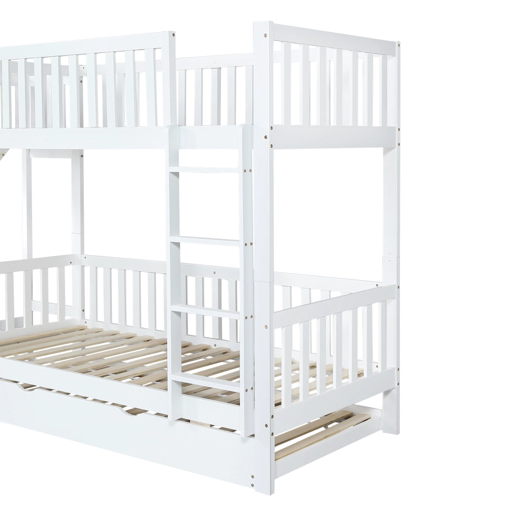 LETTO A CASTELLO con letto estraibile e scivolo 90x200/190 cm Bianco