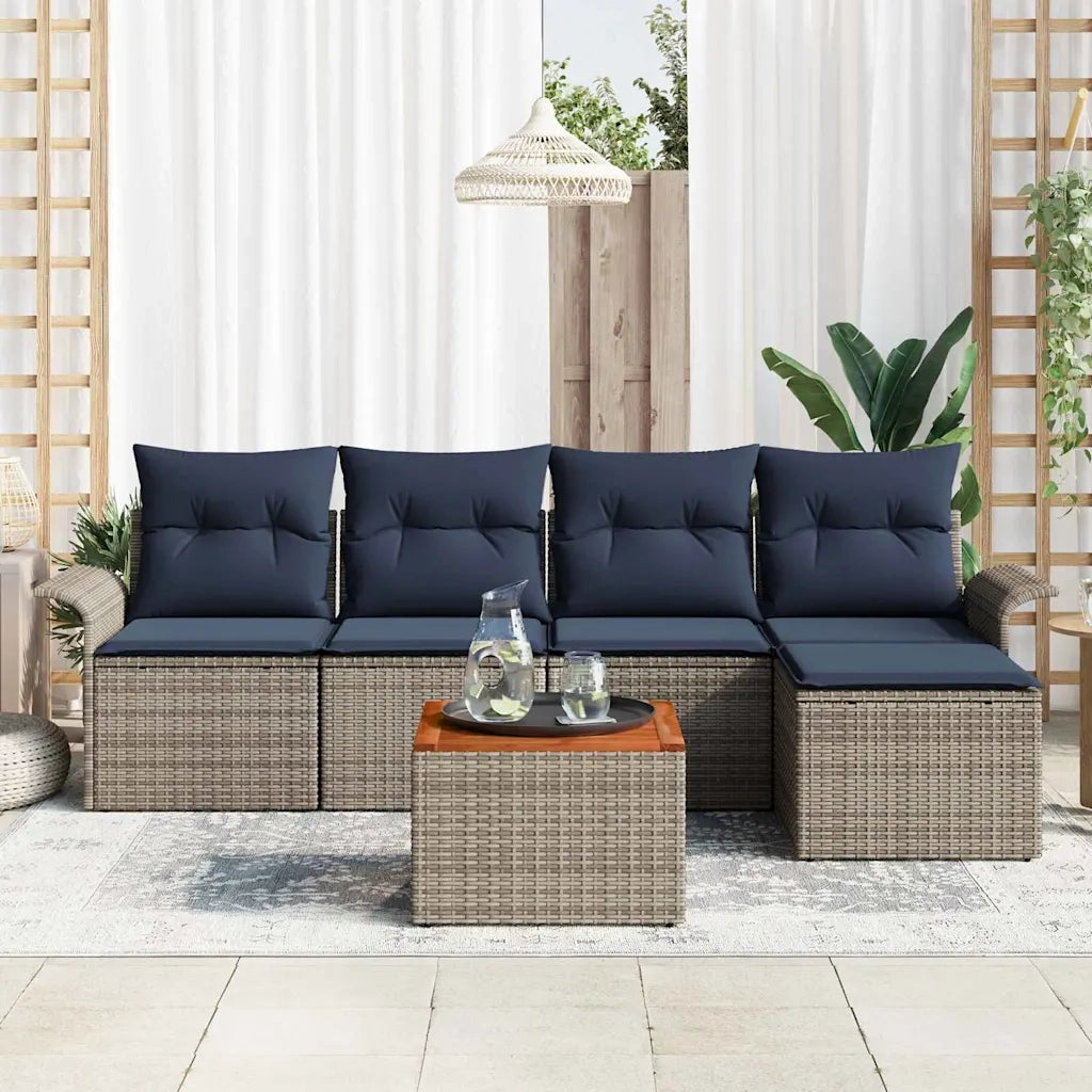 Set Divano da Giardino con cuscino 6 pcs Grigio polyrattan