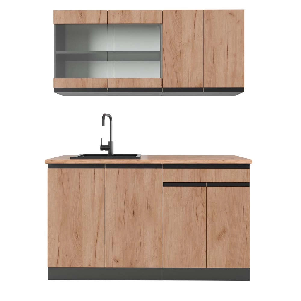 Vicco Cucina monoblocco Quercia dorata/antracite 140 cm , PL Rovere