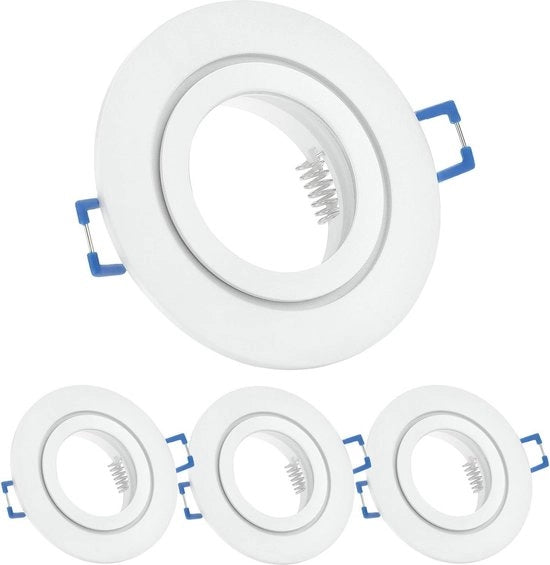 4x Quadro di installazione comprensivo di connettore GU10 - lampade da soffitto per bagno - lampade da soffitto a LED in rilievo di alluminio - Ø 84mm - bianco - impermeabile IP44