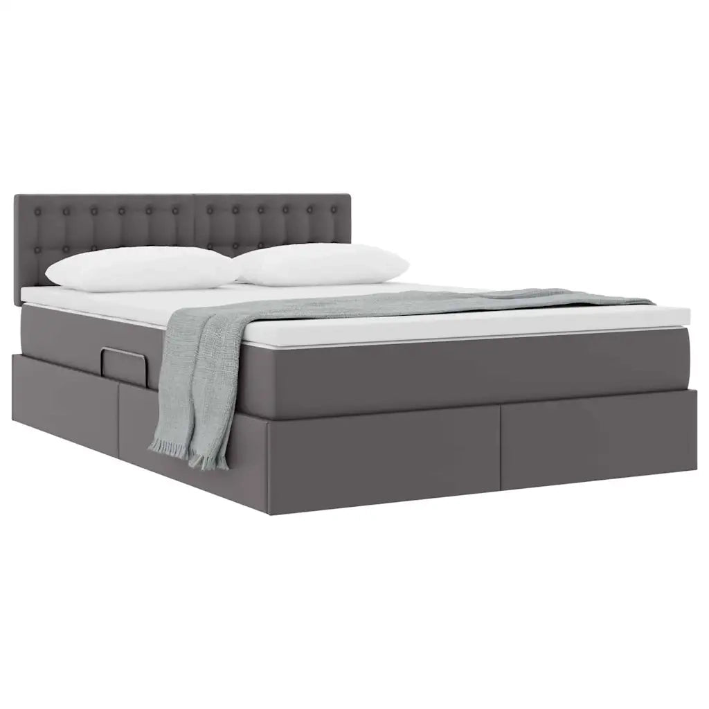 Letto con contenitore e materasso Grigio 140 x 190 cm