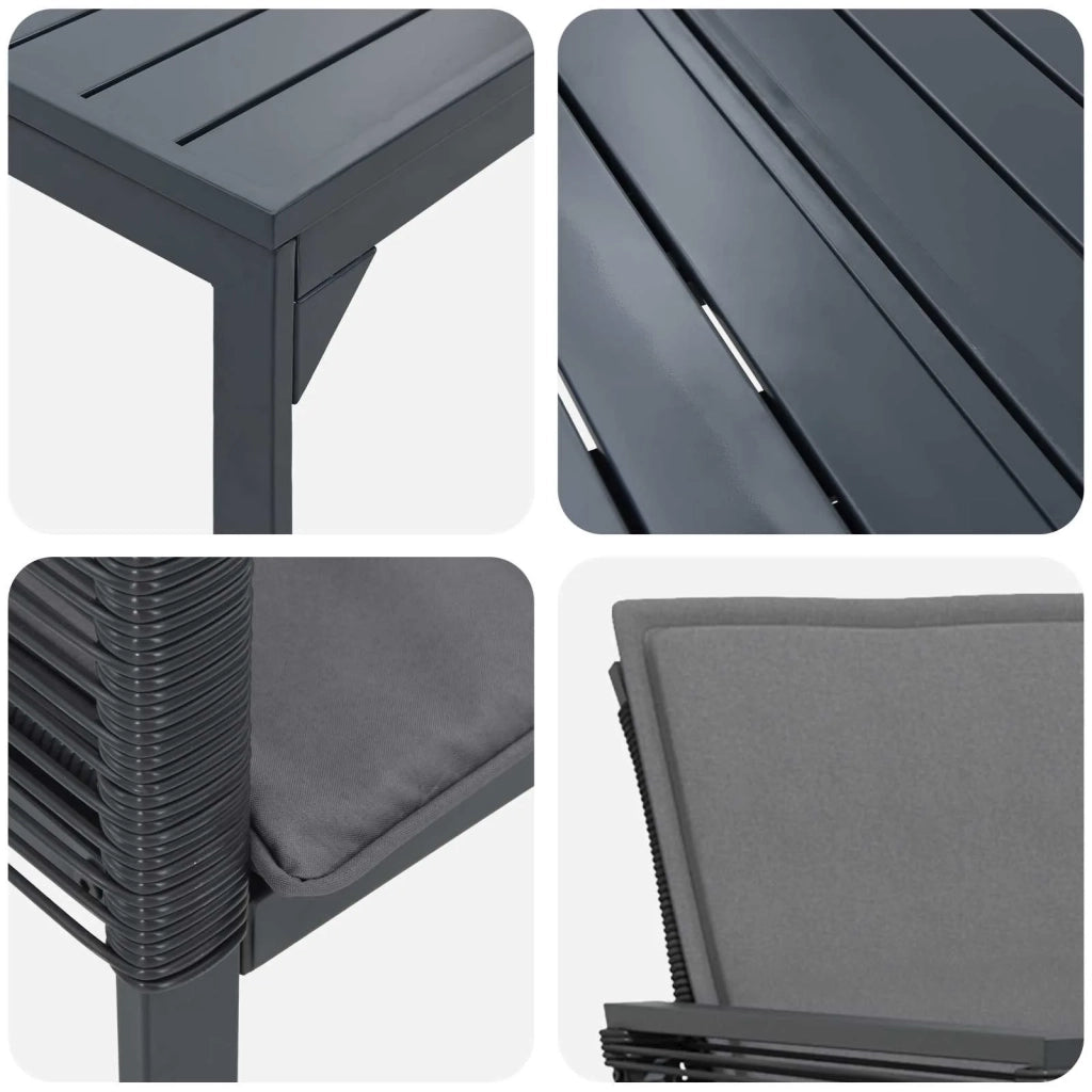 Set da Pranzo per Giardino 9 pcs Nero polyrattan 3378830