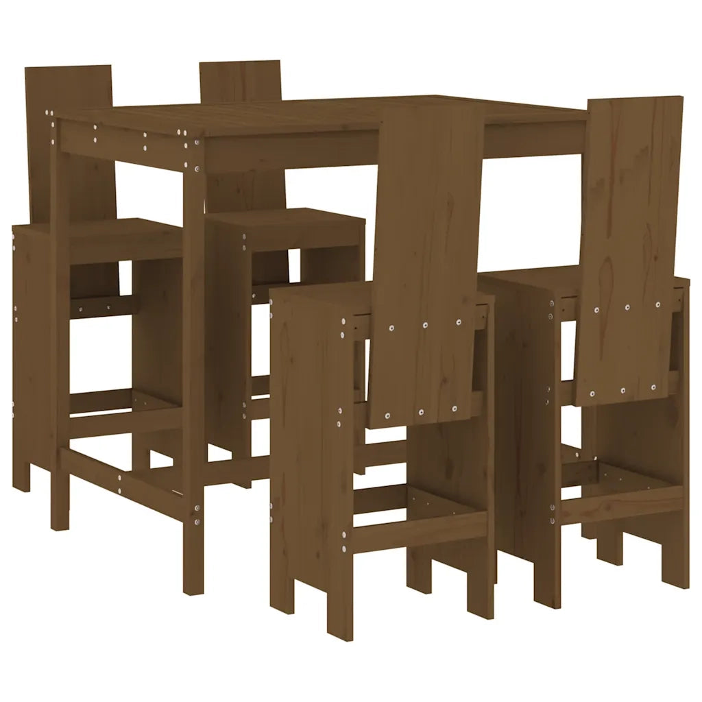 Set Bar da Giardino 5 pz Miele in Legno Massello di Pinocod mxl 83657