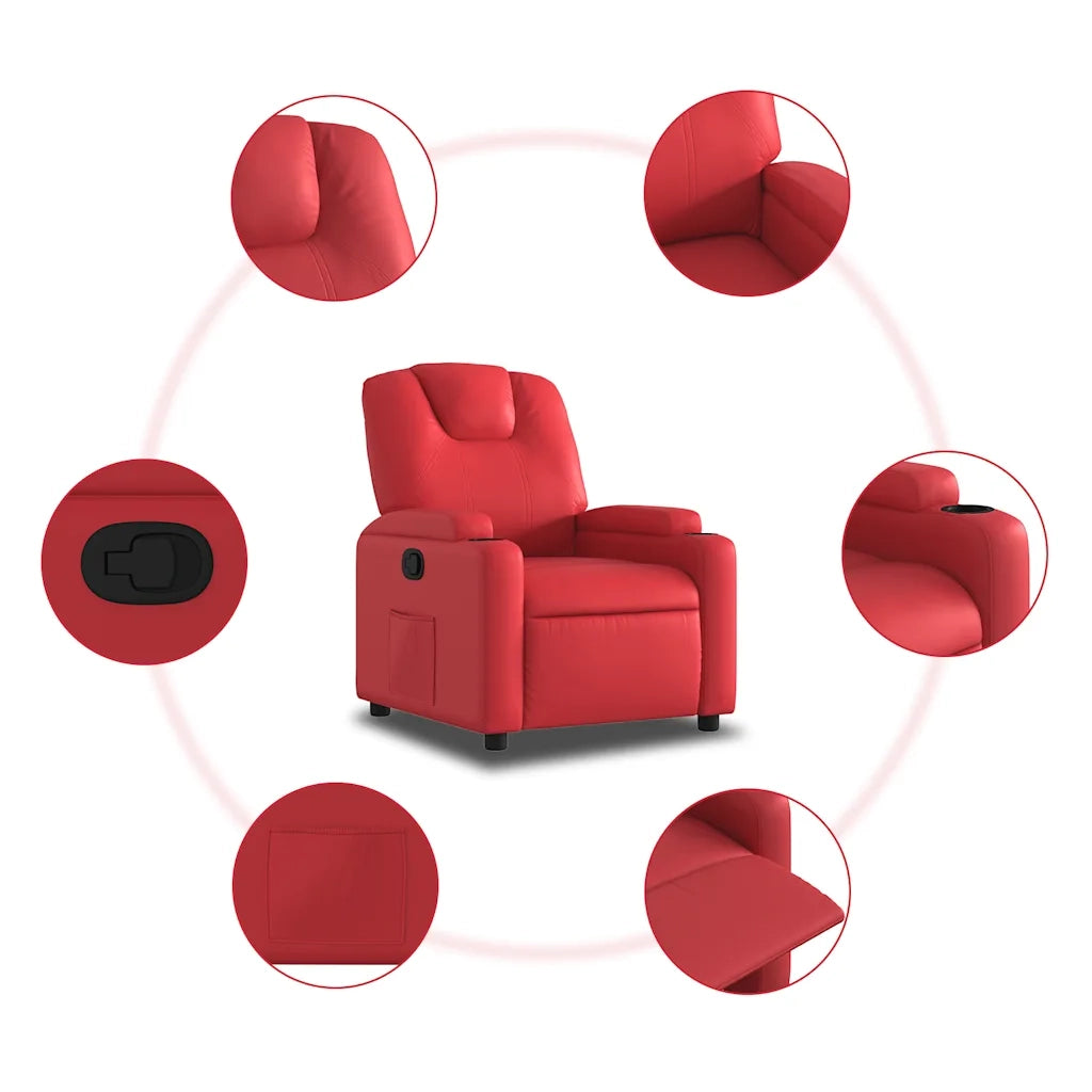Divano Sedia-Poltrona Reclinabile Rossa in Similpelle 328853