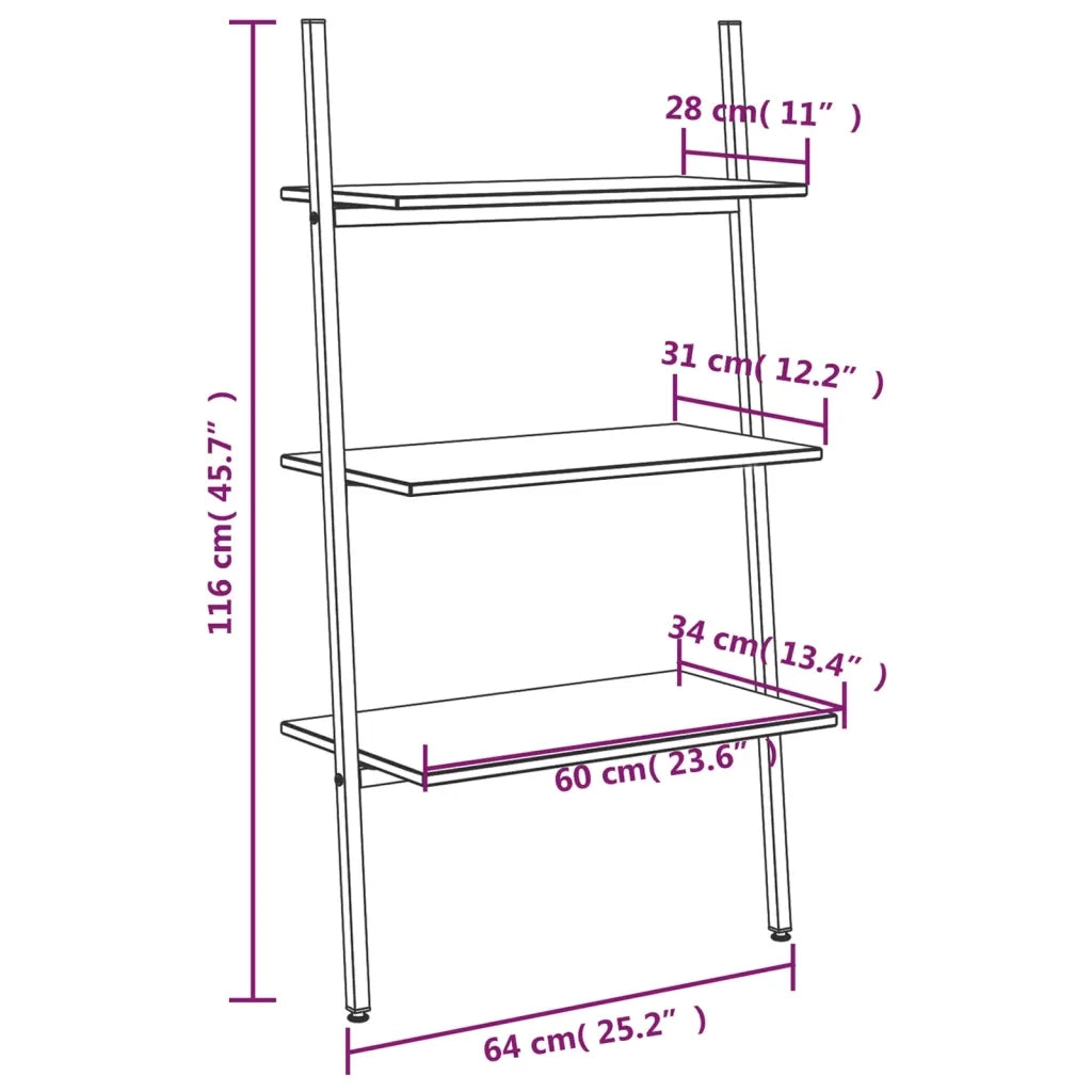 Scaffale Pendente a 3 Livelli Nero 64x34x116cm CFW5391905