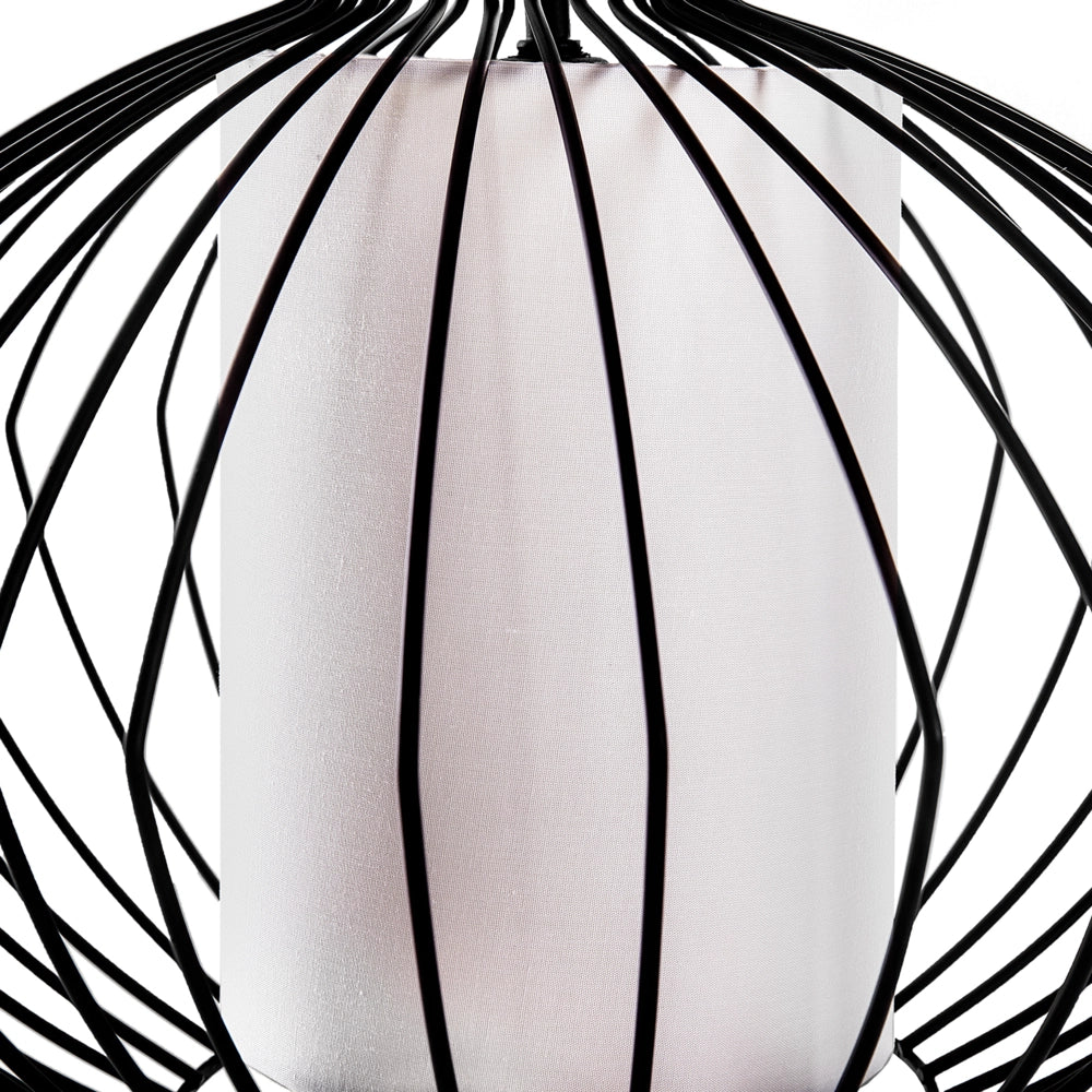 Lampada a Sospensione a Soffitto in Metallo Nero Open Cage Shade Industrial Glamour