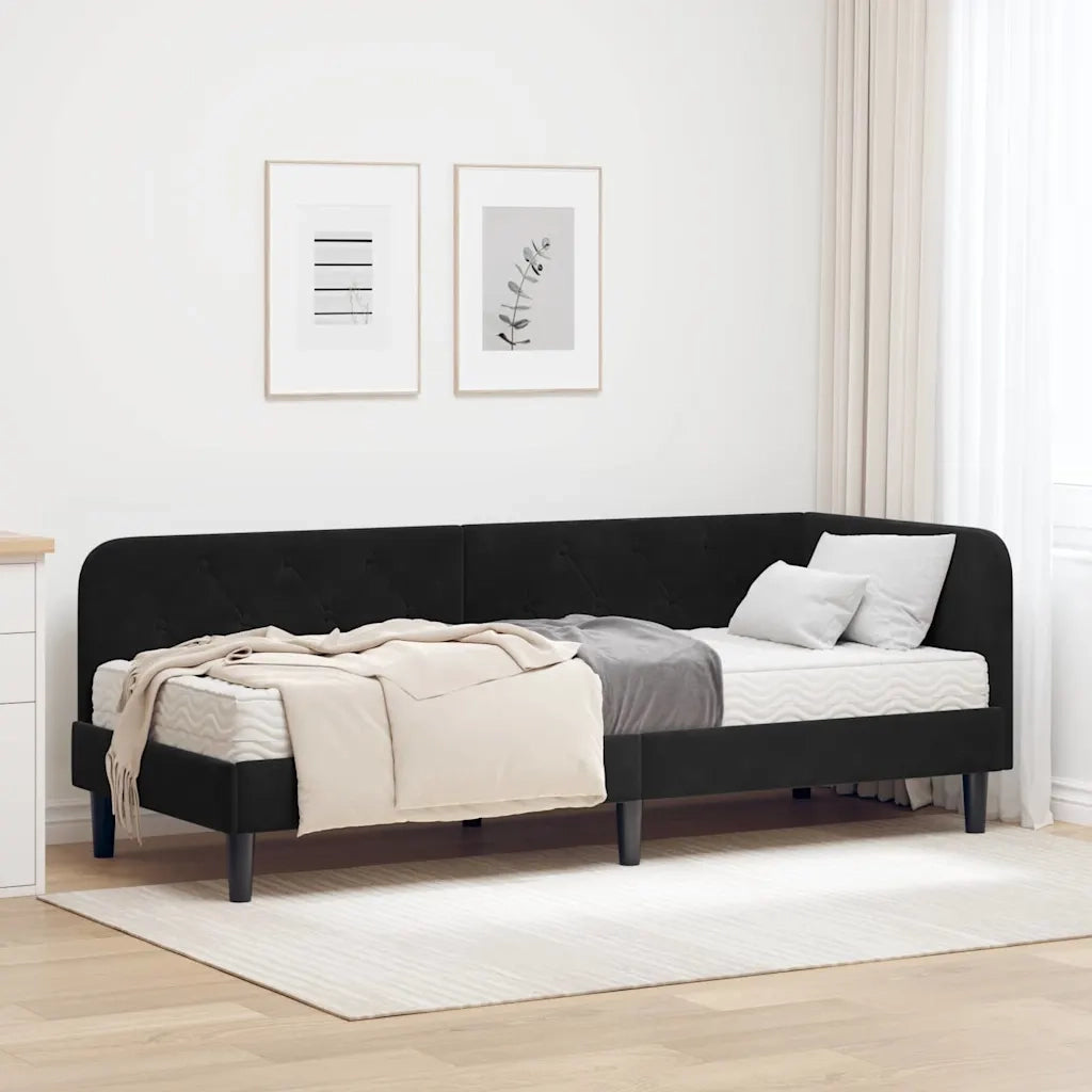 Cornice del letto ad angolo Nero 80 x 200 cm Velluto